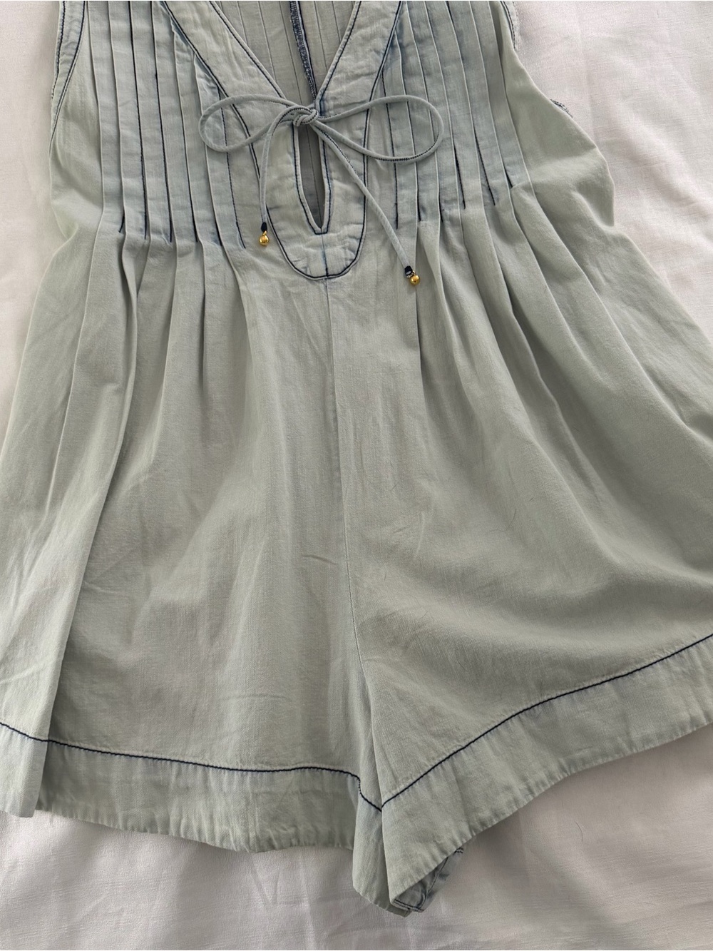 Free People Webster romper in faded light blue size medium - Picture 2 of 5